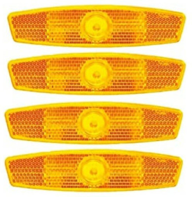 IndiaLot COOL & SHININGFUL 4 PCS FRONT & REAR CYCLE REFLECTOR LIGHT FO SAFETY RIDE. Incandescent Wheel Reflectors(Orange)