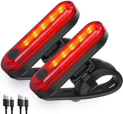 Kagbeni Rear Bicycle Taillight, USB Rechargeable Bicycle Back Light, 2 Pcs LED Rear Break Light(Red)