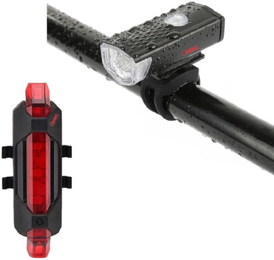 Rebound ED Bicycle Front & Rear Cycle Light ,Waterproof USB Rechargeable Cycle Light LED Front Rear Light Combo(Black)