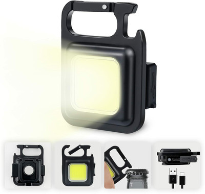 shipsify Keychain Led Light with Bottle Opener, Magnetic Base & Bracket Rechargeable LED Front Light(Black)