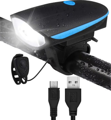 UBRONIK USB Rechargeable 3-Mode Bicycle Horn & Cycle Light – 2-in-1 Front Illumination LED Front Light(Black, Blue)