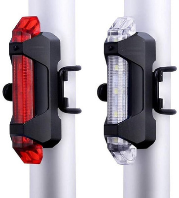 DSTECHBAR Pack of 2 USB Rechargeable Bicycle Bike Back Tail Cycle Light LED Front Rear Light Combo(White, Red)