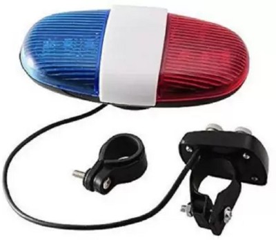 AmazingGadgets Cycle Police Front Light 6 LED Blue Red Light 4 Melody Loud Siren Horn Bell LED Front Light(Red & Blue)