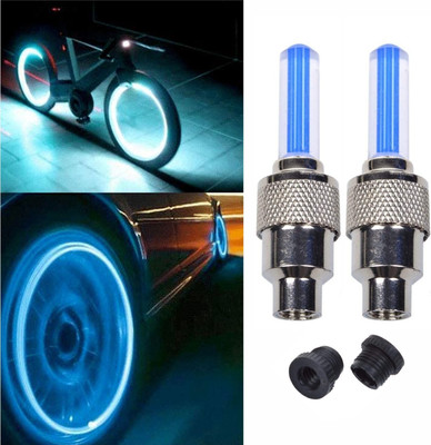 DSTECHBAR Cycle Tyre Valve Light Bike Wheel Valve Light LED Wheel Reflectors 2pc LED Wheel Reflectors(Blue)