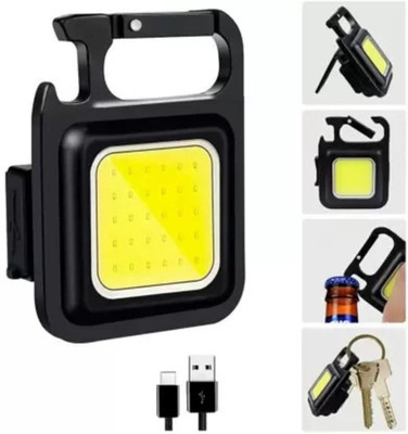 NKPR Portable LED Keychain Flashlight Rechargeable 4 Modes With Bottle Opener 29 8 hrs Torch Emergency Light(Black)