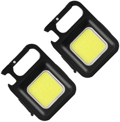WRADER USB Rechargeable Keychain Torch Light 3 Working Mode COB Torch Light - PACK OF 2 LED Spot Light(Black)