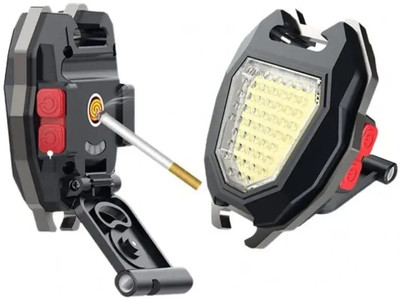 CARTSPACE Cob LIght keychain with 6 lighting mode & cigratte lighter (Black) LED Front Light(Black)