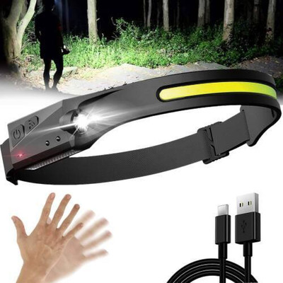 Xydrozen Waterproof COB Headlamp Night Buddy LED Motion Sensor Head Torch LED Headlamp(Black)