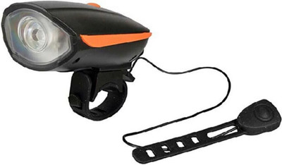 FCC RACING Cycle Head Light with Horn (2 in 1) Work On 3X AAA battery black LED Front Light(BLACK / ORANGE)