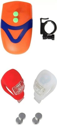 CYCLOWN MULTILED MULTIFLICKER HOOTER BELL WITH 2 PCS FRONT & REAR ANTISMOG LIGHT SET. LED Front Rear Light Combo(Orange)