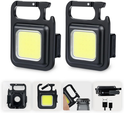 KNOCKNEW Mini Portable LED Flashlights Keychain, Rechargeable 3 Modes bottle opener K9 LED Front Light(Black)
