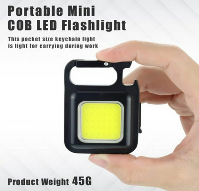 TRAVELL LED Small key chain Bright Flashlight,Rechargeable COB 3Type Light Mode 500 MAH. LED Front Light(Black)