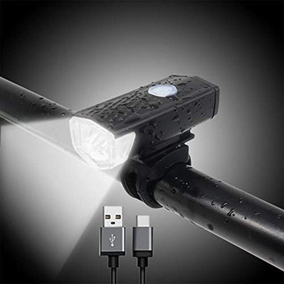 SPOKEFOX Bicycle USB Rechargeable Waterproof Cycle, High 300 Lumens Bright Headlight LED Front Light(Black)
