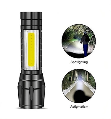 SAM GADGETS WORLD Mini LED Zoomable Pocket Torch/Flashlight with Micro USB Direct Charging Slot. Torch(Black, 9.3 cm, Rechargeable)