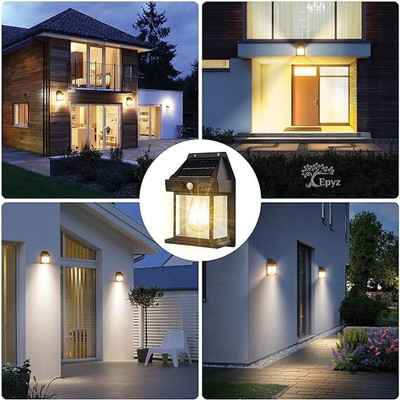HVG TRADERS olar Wall Bulb Lights Outdoor 3 Modes & Motion Sensor Waterproof Clear Panel LED Front Light(Black)