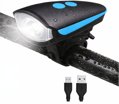 Fitness Scout Rechargeable Bicycle Horn and Light 3 Mode- USB Light LED Front Light(Black, Blue)