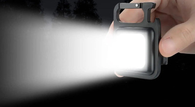 WunderVoX 2-in-1 Rechargeable Keychain LIGHT with 6 Lighting Modes LED Front Light(Black)