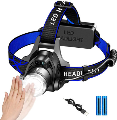 EDBIRET 3 Modes USB Rechargeable Zoomable Headlight LED Helmet Strip Light(Black)