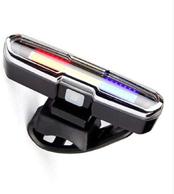 MATELCO cycle Tail Light Red Blue White LED 6 Mode USB Recharge LED Rear Break Light(Black)