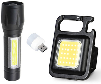 Saule Rechargeable Keychain Led Light + Pocket Torch Light With Free USB Bulb LED Front Light(Black)