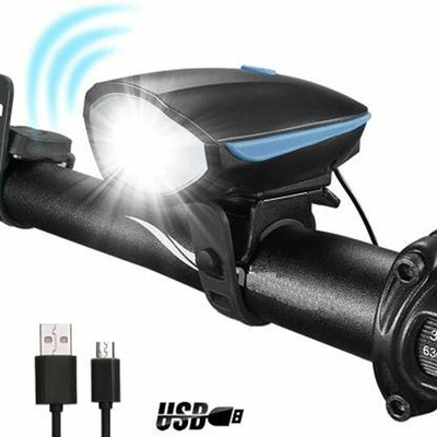 GJSHOP USB Rechargeable Cycle Light, High 300 Lumens Headlight and 5 LED USB Tail Light LED Front Rear Light Combo(Multicolor)