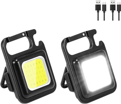 carempire 2Pack Mini Keychain Flashlights, 4Mode Rechargeable Flashlights High Lumens LED Front Light(White)