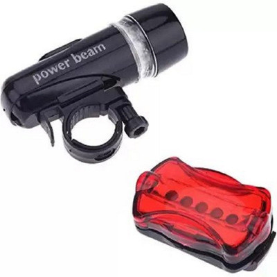 AmazingGadgets Combo Of Powerbeam Frontlight with 5 LED Tail Light LED Front Rear Light Combo(Black)