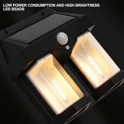 HVG TRADERS Solar Wall Lamp with 3 Modes Solar Tungsten Wall Light Flood Light Outdoor Lamp LED Front Light(Black)