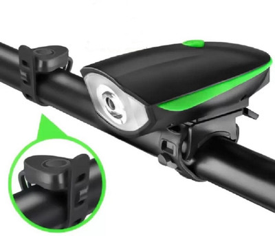 ABC AMOL BICYCLE COMPONENTS LED Bicycle Front Head Light & Horn (Multicolor) LED Front Light(Black)