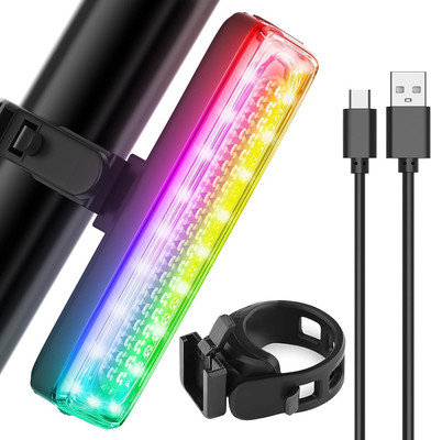 NSV Bright USB Rechargeable LED Bicycle Bike Cycling Rear Tail Light 14 Modes Lamp LED Rear Break Light(Multicolor)