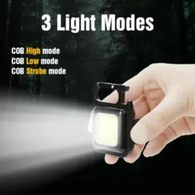 NKL New LED Keychain Flashlight 191 Rechargeable 3 Lighting Modes With Bottle Opener 6 hrs Torch Emergency Light(Black)