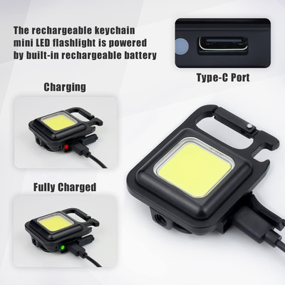 WunderVoX Hiking COB Light Mini LED Torch Keychain LED Front Light(Black)