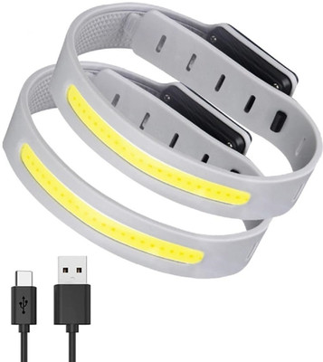 DEEP ENTERPRISE Led Wrist Lamp Type-C Rechargeable COB LED Armband Legs Light Night [Pack of 2] LED Headlamp(White)