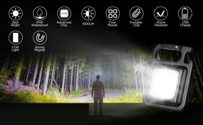 ASTOUND Mini Super Bright LED Keychain COB Light LED Front Light(Black)