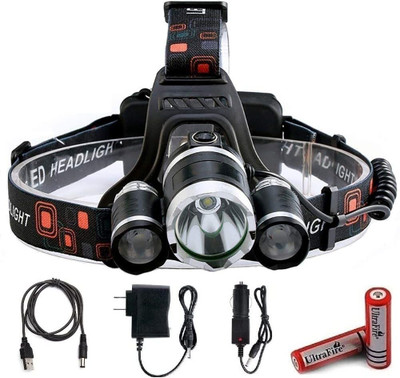 MBVTREADS Head Lamp Flash Light Torch 3 LED Camping Trekking LED Headlamp LED Headlamp(Black)
