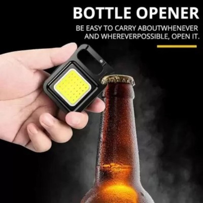 BSVR New LED Keychain Flashlight 191 Rechargeable 3 Lighting Modes With Bottle Opener 6 hrs Torch Emergency Light(Black)
