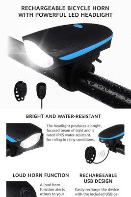 TAVRO Rechargeable Bike Light for Night Cycling LED Front Light(Black)