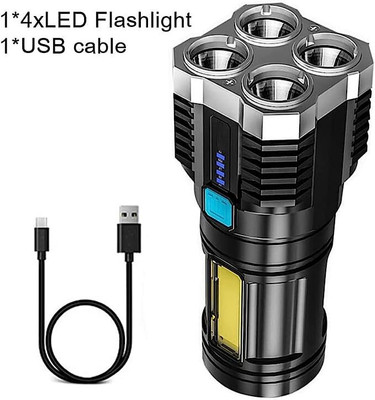 FITUP � LED Flashlights High Lumens, Powerful Tactical 4 Lighting Modes Torch(Black, 12 cm, Rechargeable)