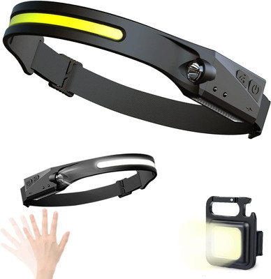 Blue Denko Rechargeable Silicone Headlight with Motion Sensor Wide Beam 230° Illumination LED Headlamp(Black)