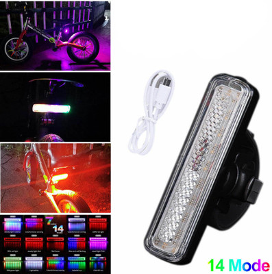 DSTECHBAR Multi-color RGB LED Rear Light MTB Bike Bicycle Cycling USB Tail Light LED Rear Break Light(Multicolor)