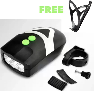 SPOKEFOX Bicycle 3 LED 3 Mode Front Light & Horn with bottle holder LED Front Light(Black)