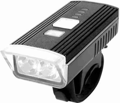 Protos India.Net Bicycle Headlight 2 LED Light Super bright and USB Rechargeable (Black) LED Front Light(Black)
