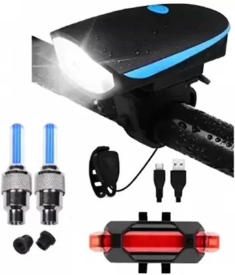 Shopeleven Bicycle Combo of Front Cycle Light Back Tail Light and Tyre Valve Light LED LED Front Rear Light Combo(Multicolor)