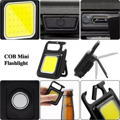 BSVR New LED Keychain Flashlight 025 Rechargeable 4 Light Modes With Bottle Opener LED Front Light(Black)