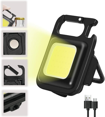 Smars Mini Keychain Rechargeable Portable Flashlight with Folding Stand LED Front Light(Black)