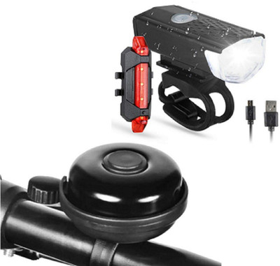 PEDFIT Cool motu bell Bell and USB Rechargeable Bicycle Front, rear light LED (Combo) LED Front Rear Light Combo(Black, Red)