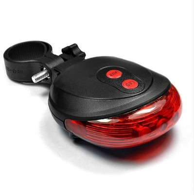 Akp Bicycle 5 LED and 2 Laser Beam Tail Light Break Taillight (Red & Black) LED Rear Break Light(RED COLOR)