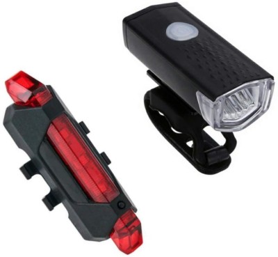 kk world Rechargeable Bicycle Headlight and Tail Light Combination LED Front Rear Light Combo(Black, Red)