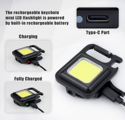 ZYRIAN Small LED Flashlight 800 Lumens COB Portable Pocket Light with Bottle Opener 2 hrs Lantern Emergency Light(Black)