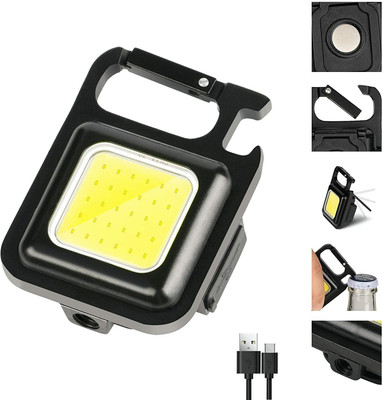 RAIYARAJ 800 Lumens Bright Rechargeable Keychain Mini Flashlight with 4 Light Modes Torch(Black, 0.5 cm, Rechargeable)